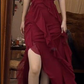 Burgundy Straps Sheath Ruffles Long Party Dress Sexy Evening Dress, DP4919