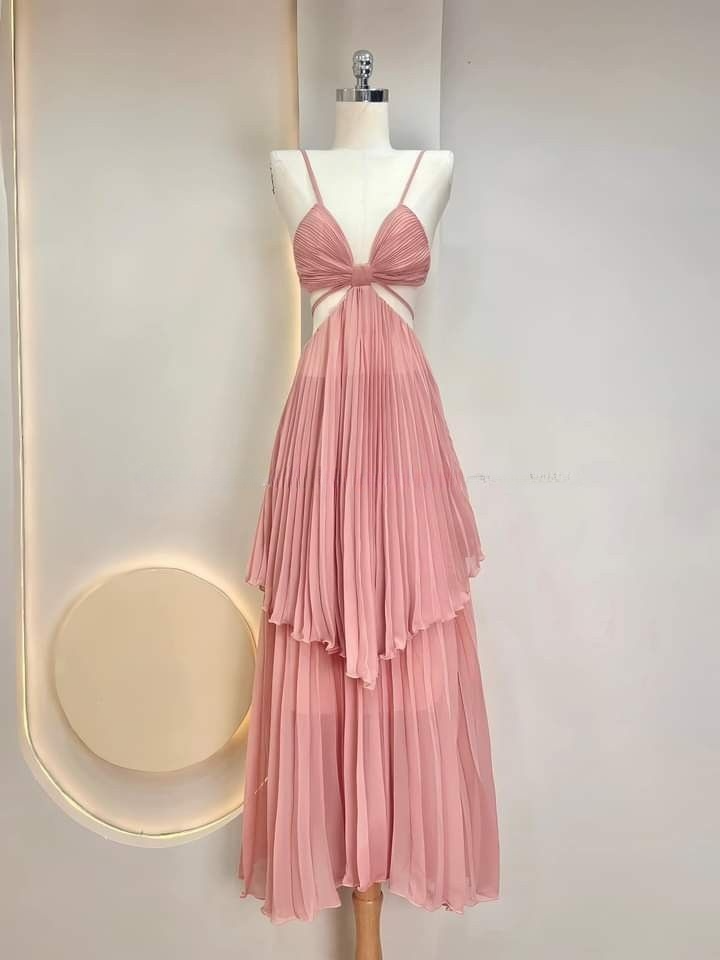 Sexy Pink Spaghetti Straps A-Line Long Party Dress Fashion Summer Dress, DP4923