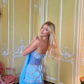 Gorgeous Blue Strapless A-Line Beading Chiffon Long Party Dress Evening Gown, DP4925
