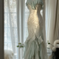 Fairy Spaghetti Straps Mermaid Ruffles Beading Long Party Dress Birthday Outfits, DP4964