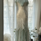Fairy Spaghetti Straps Mermaid Ruffles Beading Long Party Dress Birthday Outfits, DP4964