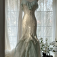 Fairy Spaghetti Straps Mermaid Ruffles Beading Long Party Dress Birthday Outfits, DP4964
