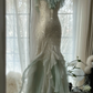 Fairy Spaghetti Straps Mermaid Ruffles Beading Long Party Dress Birthday Outfits, DP4964