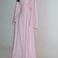Robe de soirée trapèze rose clair à manches longues, style modeste, DP4970