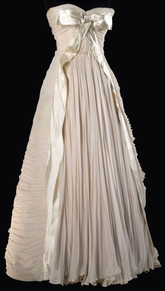 Ivory Strapless A-Line Long Formal Party Dress Vintage Evening Dress, DP4976