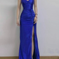 Royal Blue Spaghetti Straps Mermaid Split Sexy Long Evening Party Dress, DP5063