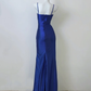 Royal Blue Spaghetti Straps Mermaid Split Sexy Long Evening Party Dress, DP5063