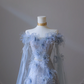 Elegantes blaues schulterfreies A-Linien-Ballkleid, formelles Partykleid, Geburtstagskleid, DP5290