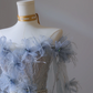 Elegantes blaues schulterfreies A-Linien-Ballkleid, formelles Partykleid, Geburtstagskleid, DP5290