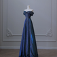 Marineblaues, schulterfreies, langes, glitzerndes Ballkleid in A-Linie, Abendkleid, DP5291