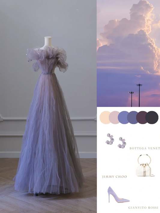 Elegant Strapless A-Line Tulle Long Formal Party Dress Evening Gowns, DP5294