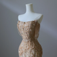 Champagner-Gold, schulterfrei, Perlenbesetzt, Meerjungfrau, langes Ballkleid, Abendkleid, DP5306