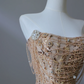 Champagner-Gold, schulterfrei, Perlenbesetzt, Meerjungfrau, langes Ballkleid, Abendkleid, DP5306