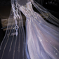 Elegant Lilac A-Line Tulle Beading Long Prom Dress Evening Dress with Cape Sleeves, DP5311