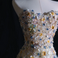 Pretty Strapless A-Line Floral Long Formal Prom Dress Evening Gown, DP5320