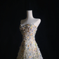 Pretty Strapless A-Line Floral Long Formal Prom Dress Evening Gown, DP5320