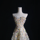 Pretty Strapless A-Line Floral Long Formal Prom Dress Evening Gown, DP5320