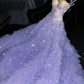 Lavender Sweetheart A-Line Tulle Beading Long Evening Dress Birthday Ball Gown, DP5313