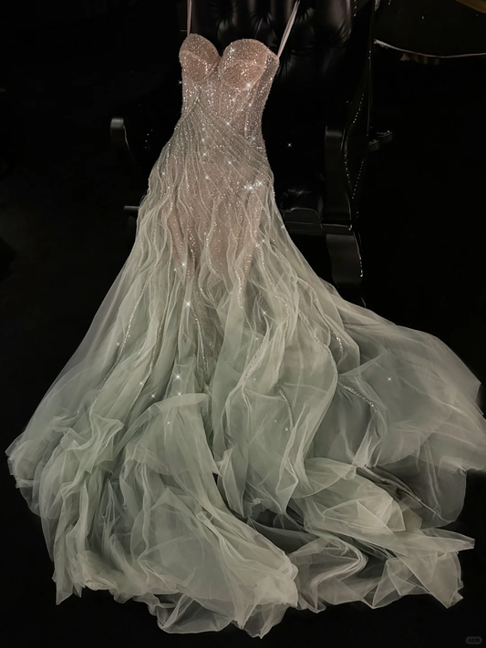 Fairytale Sweetheart A-Line Ruffles Long Evening Party Dress Birthday Outfits, DP5332
