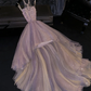 Shiny Lilac Halter A-Line Beaded Long Evening Party Dress Birthday Ball Gown, DP5335
