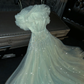 Light Blue Strapless A-Line Fairytale Long Evening Party Dress Birthday Outfits, DP5337