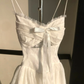 Lovely Spaghetti Straps White A-Line Lace Long Party Dress Birthday Outfits, DP5339