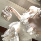 Cute Straps A-Line White Lace Short Birthday Outfits Homecoming Dress, DP5349