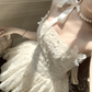 Cute Straps A-Line White Lace Short Birthday Outfits Homecoming Dress, DP5349