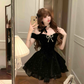 Black Off Shoulder A-Line Short Birthday Outfits Homecoming Dress, DP5350