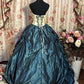 Retro Teal Sweetheart A-Line Satin Quinceanera Dress Birthday Ball Gown, DP5429