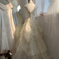 Fairytale Ivory Strapless A-Line Chiffon Long Prom Dresses Birthday Ball Gown, DP5466