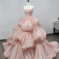Lovely Pink Strapless A-Line Birthday Ball Gowns Sweet 16 Quinceanera Dresses, DP5490