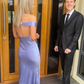 Purple Off Shoulder Mermaid Satin Wedding Guest Dresses Bridesmaid Dresses, DP5501
