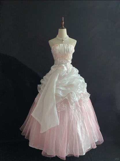 Fairy Strapless A-Line Chiffon Long Prom Dresses Birthday Ball Gowns, DP5535