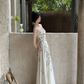 Elegant White Spaghetti Straps A-Line Flower Long Evening Party Dresses, DP5550