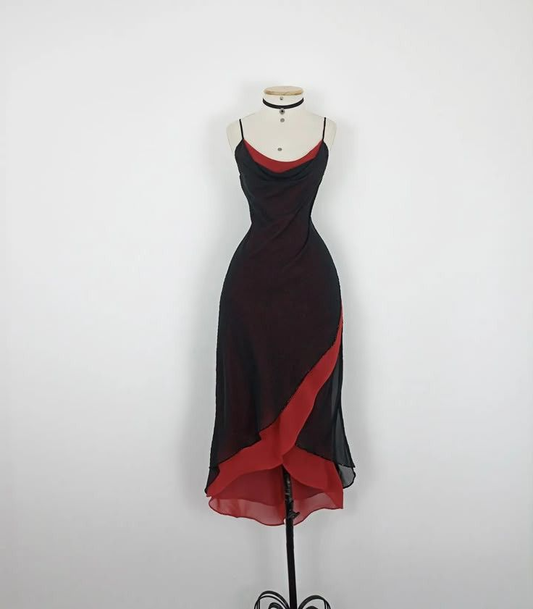 Sexy Spaghetti Straps Sheath Chiffon Long Evening Party Dresses, DP5591
