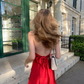 Sexy Red Halter Neck A-Line Satin Short Party Dresses Homecoming Dresses, DP5597