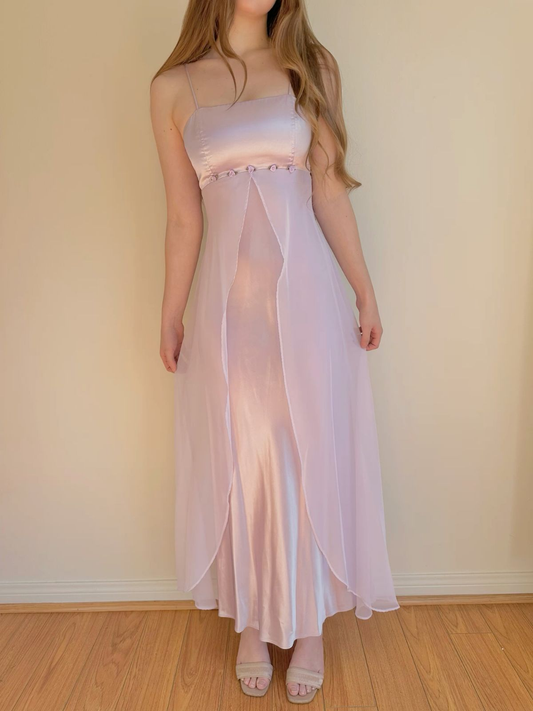 Light Pink Spaghetti Straps A-Line Vintage Long Evening Party Dresses, DP5605