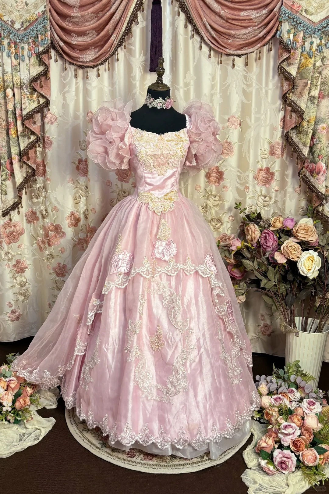 Lovely Pink A-Line Lace Retro Dresses Sweet 16 Birthday Ball Gowns, DP5607