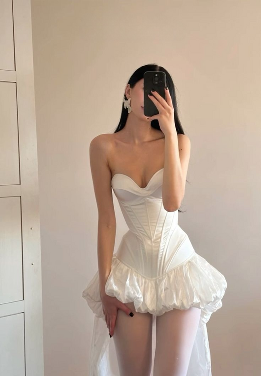 Sexy White Sweetheart A-Line High-Low Party Dresses Birthday Outfits, DP5609