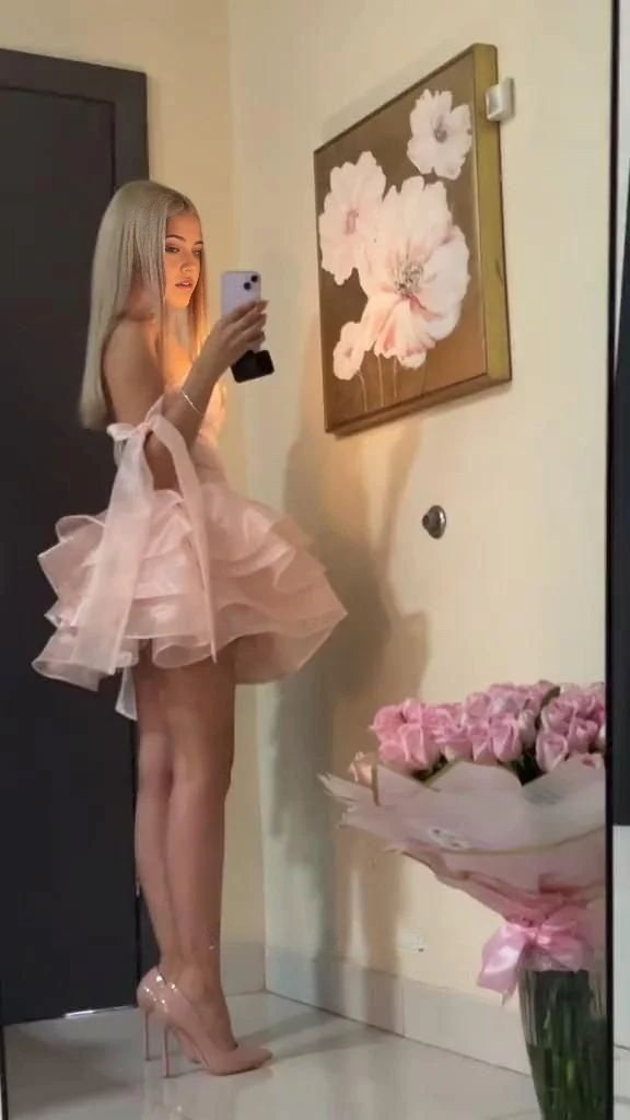 Lovely Pink Sweetheart A-Line Homecoming Dresses Short Birthday Outfits, DP5610