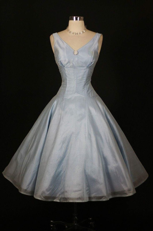 Light Blue A-Line Chiffon Vintage Short Party Dresses Homecoming Dresses, DP5615
