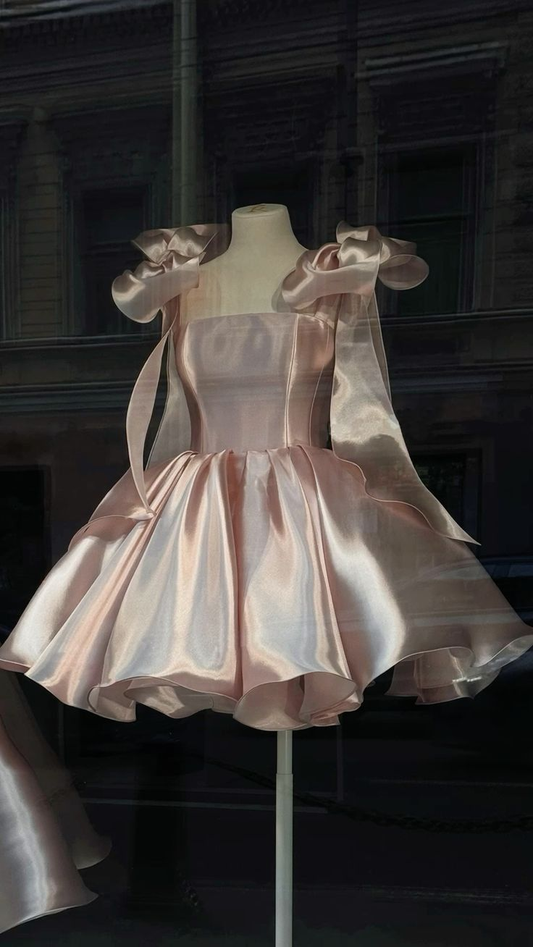 Fairy Light Pink Straps A-Line Birthday Outfits Lovely Homecoming Dresses, DP5616