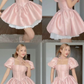 Lovely Pink Off Shoulder A-Line Short Party Dresses Homecoming Dresses, DP5619