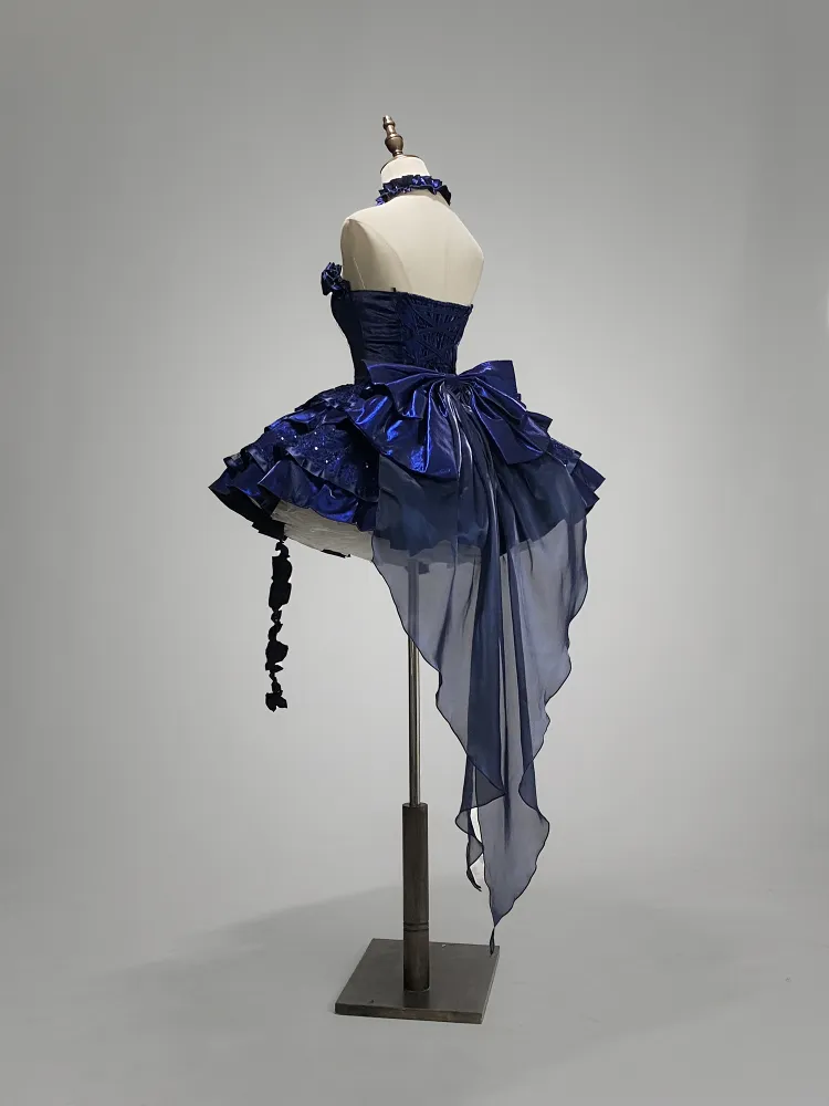 Royal Blue Strapless A-Line Tiered Short Party Dresses Homecoming Dresses, DP5620