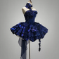 Royal Blue Strapless A-Line Tiered Short Party Dresses Homecoming Dresses, DP5620