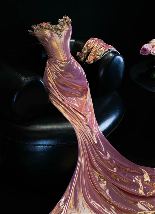 Gorgeous Off Shoulder Mermaid Satin Long Prom Dresses Evening Gowns, DP5633