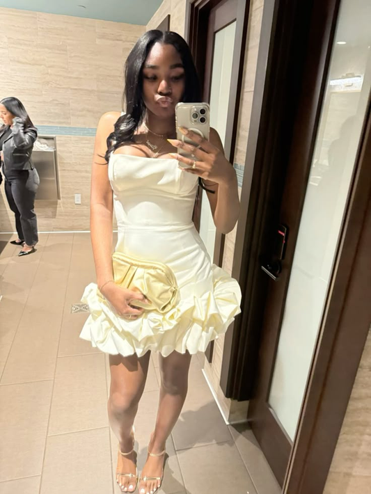 White Straps A-Line Short Party Dresses Homecoming Dresses, DP5702