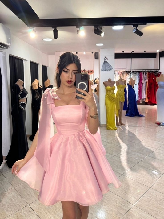 Prinzessin Rosa Träger A-Linie Kurze Partykleider Homecoming Kleider, DP5713