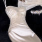 Elegant White Strapless Mermaid Satin Long Party Dresses Wedding Dresses, DP5477